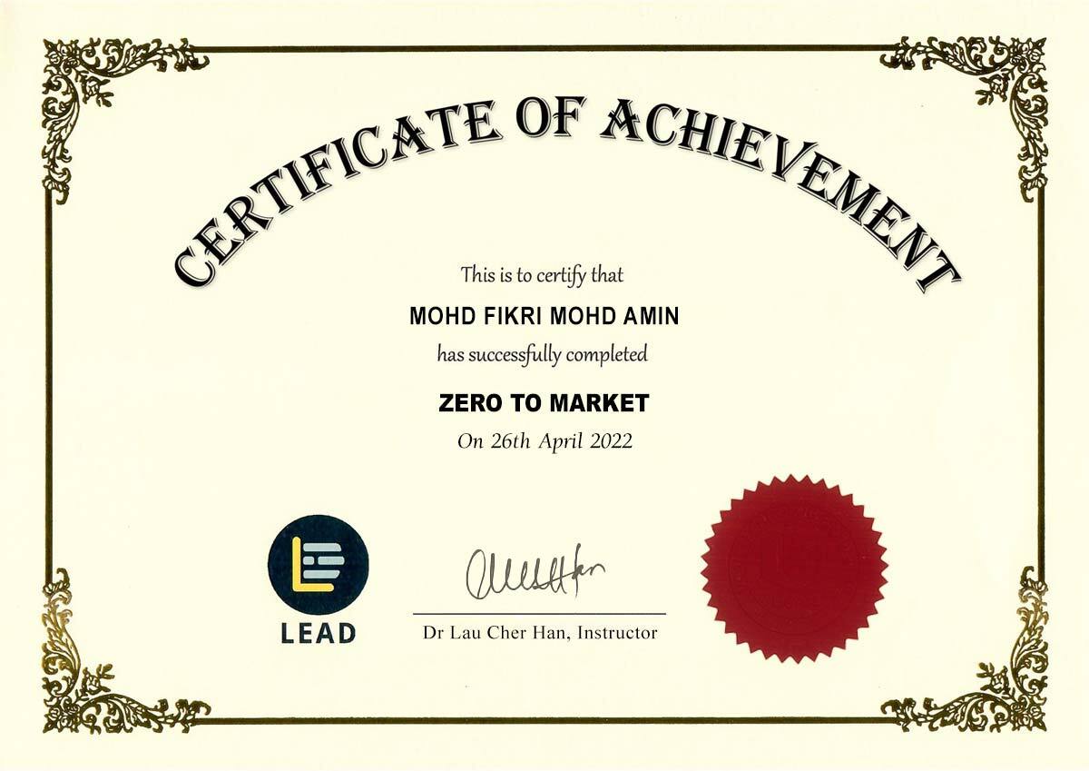 Certificate-zero to market