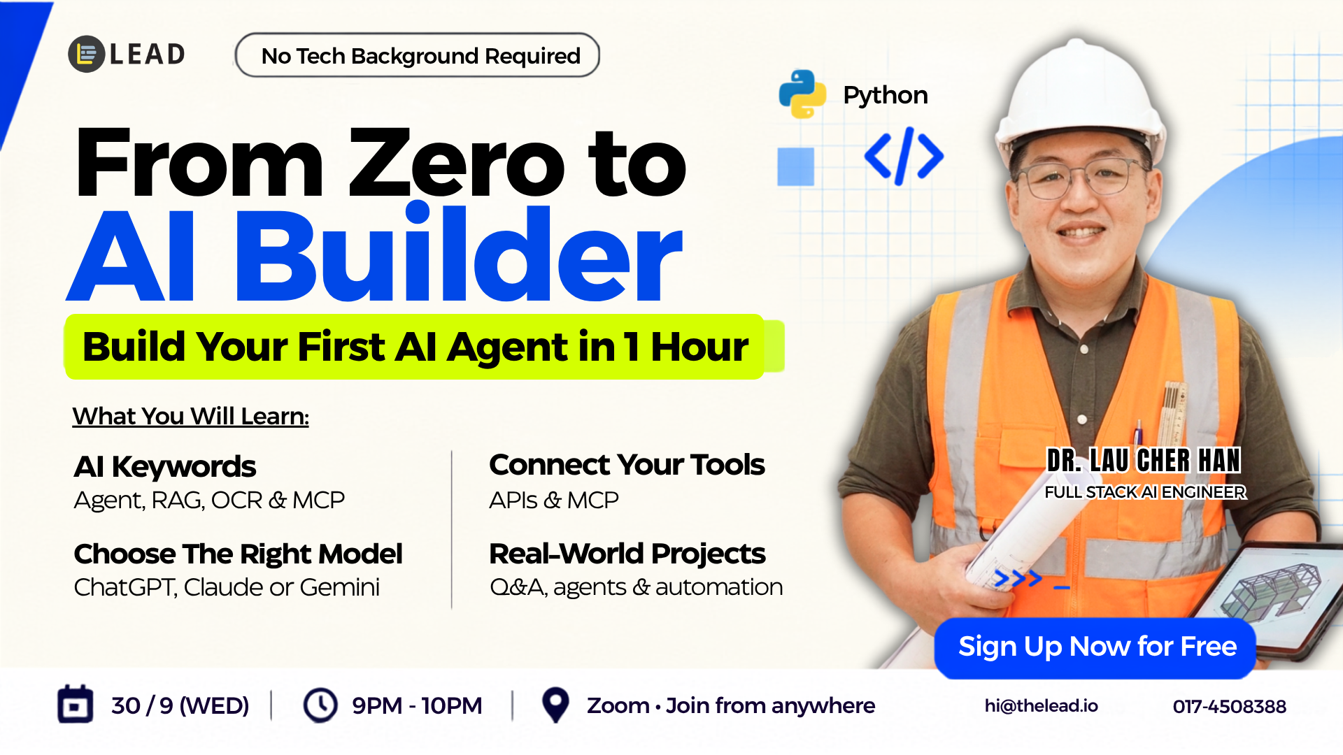 From Zero to AI Builder — free Zoom webinar by LEAD, 30 September 2026