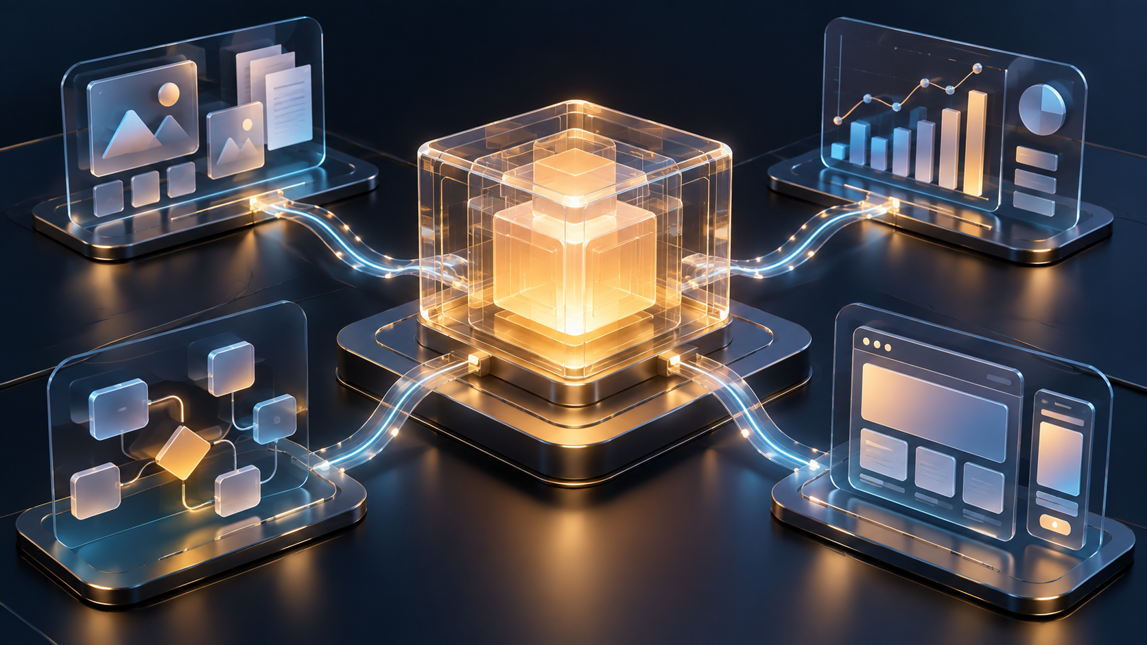 Small yellow chicks and egg shells AI operating system connecting business functions in Malaysia